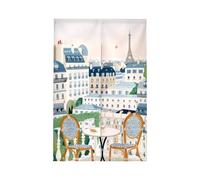 DOTBUY-SHOP Rideau de Porte, Style Japonais Demi Shading Draperies Paysage Nordique Traitement Fenêtre Tapisserie Type Long Diviseur pour Sushis Cuisine, Décoration de Maison (70x120cm,Paris)