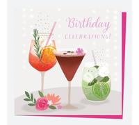 Dotty about Paper - Carte d'anniversaire pour femme adulte - Boissons - Cocktails. Carte de vœux de qualité supérieure. Motif floral, pastels, célébration, pétillant. Enveloppe incluse. (4200)