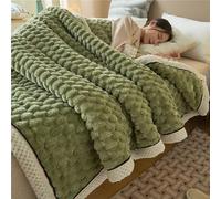 Dotwites Couverture épaisse et chaude en flanelle, couverture polaire sherpa réversible, douce et moelleuse pour lit ou canapé, vert, 180 x 200 cm