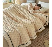 Dotwites Couverture épaisse et chaude en flanelle, couverture polaire sherpa réversible, douce et moelleuse pour lit ou canapé, beige, 200 x 230 cm