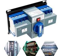 Double alimentation Commutateur automatique, courant nominal de 63A, tension nominale de 400V, 4 pôles, temps de commutation de 1 à 2 secondes, fonctionnement manuel ou automatique
