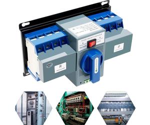 Double alimentation Commutateur automatique, courant nominal de 63A, tension nominale de 400V, 4 pôles, temps de commutation de 1 à 2 secondes, fonctionnement manuel ou automatique