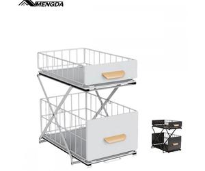 Double armoire à épices-MENGDA-Organisateur de cuisine-Extractible et pliable Trois hauteurs réglables-Pas d'installation-Blanc