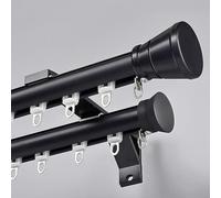 Double barre coulissante murale en aluminium Silen - 100600 cm - Noir - 1,4 m - Parfait pour la décoration de la maison