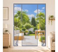 Double Battant Porte Moustiquaire Magnétique 280x190cm Rideaux Anti Mouche avec Bandes Magnétiques Facile À Installer Sans Percer Mains libres et profitez de l’air frais Gris