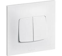 Legrand Interrupteur poussoir double Neptune 6A – Commande d'éclairage monobloc – Blanc