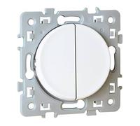 Double bouton poussoir Square 1 poste - 10AX - 250V - Blanc