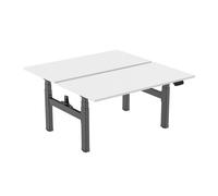 Double bureau motorisé assis-debout 120x75cm Plateaux blancs/Pied noir