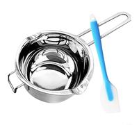 Double casserole en acier inoxydable 304, 1000 ml Marmite à fondre avec spatule, Casserole à bain-marie antirouille pour chocolat, beurre, bougies, passe au lave-vaisselle, argenté