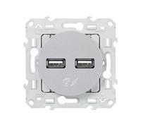 - Double chargeur USB 2,1A 5V - aluminium - Odace - Schneider