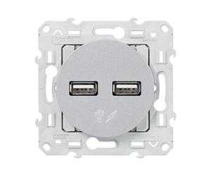 - Double chargeur USB 2,1A 5V - aluminium - Odace - Schneider