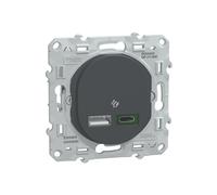 Double Chargeur USB A 1 poste Ovalis Anthracite Schneider
