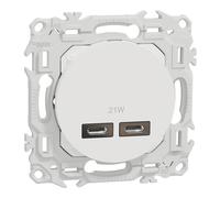 Double chargeur USB C 1 poste Schneider Electric Odace blanc