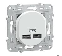 Double chargeur USB C 12W blanc - Ovalis - Schneider Electric