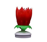 double couche de bougie d'anniversaire de lotus avec bougie de musique tournante avec une chanson de joyeux anniversaire (rouge)