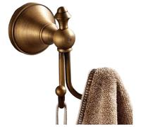 Double crochet porte-serviettes en laiton antique, cintre mural vintage pour salle de bain, crochet robuste en cuivre avec finition classique pour décoration d'intérieur, design peu encombrant
