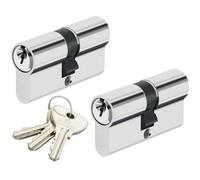 Double cylindre de porte 30 x 30 mm Paire de cylindres de sécurité s entrouvrant 3 clés