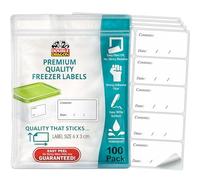 Double Dragon Lot de 100 autocollants amovibles de qualité supérieure pour congélateur - 6 x 3 cm - Étiquettes imperméables pour récipients alimentaires, pots de bébé, etc. - Adhésif puissant, surface