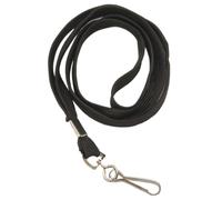 Double Dragon Premium Flat Lanyards with Metal Swivel J Hook, Black, Pack of 100