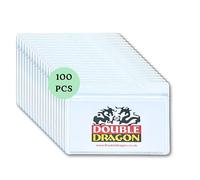 Double Dragon Premium Quality Ultra Clear Transparent Horizontal Waterproof ID Card Holders with Zip Seal. 100-Pack. Ideal for ID Cards, Bank Credit Cards, Name Cards, Business Cards, Travel Cards.