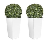 Double ensemble de haute fleur 35 L PROSPERPLAST URBI carré de plastique avec réservoir en blanc 55 (haut)x29.5(large)x29,5(profond)CTS. + Ballon.