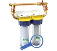 Double filtre 3/4'' BYPASS anti-calcaire avec équerre et cartouche POLAR FD34CBP