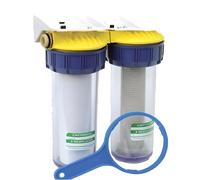 Double filtre anti-tartre 3/4'' avec équerre cartouche et clé - POLAR - FD34C G