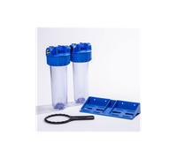 Double filtre eau 9"3/4 transparent AFIMO - E/S 3/4" laiton