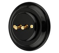 Double interrupteur encastré en porcelaine rétro Toggle Brass tout-en-un Série PR1 noir