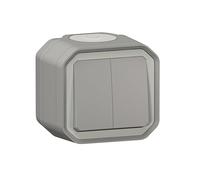 Commande double 3 fonctions complet saillie étanche - Plexo - Gris LEGRAND