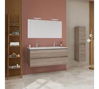 Kiamami Valentina - Armoire Murale à Double Vasque pour Salle de Bain avec tiroirs en chêne Naturel 120CM | Berlin