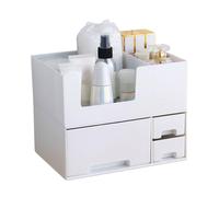 Double-Layer Makeup Organizer, Stackable Desk Holder, 2-Tier Drawer Unit with Clear Build, Cosmetic Brush Storage, Desktop Caddy with Modern, Palette Case for Vanity & Counter