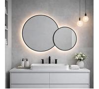 Kiamami Valentina - Miroir Double Rond avec Bord Noir 103x70 rétro-éclairé par LED