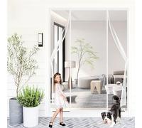 Double Ouverture Magnétique Moustiquaire Porte 140x190cm Aimant Moustiquaire Rideau Porte avec Bande Adhésive Fermeture Automatique Installation Sans Perçage Garde l'Air Frais à l’Intérieur Blanc