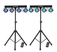 Double Pack Portiques 8 Jeux de lumières Animateurs et prestataires DMX 18 Programmes Télécommande 2 Sacs, Multi LED SONO DJ