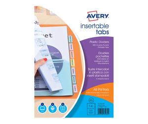Double pochettes intercalaires perforées multicolores A4 Avery - polypropylène 18/100e - 6 onglets - 1 jeu