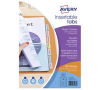 Double pochettes intercalaires perforées multicolores A4 Avery - polypropylène 18/100e - 8 onglets - 1 jeu
