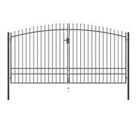 Double portail avec haut sous forme de lance 400 x 248 cm Noir G