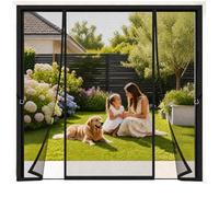 Double Porte Moustiquaire Magnétique 250x300cm Noir Ultra Fine Anti-Insectes Laisse Passer l'Air Frais pour Porte d'Entrée Intérieure Double
