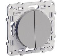 Double poussoir 1 poste Odace Aluminium Schneider