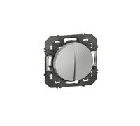 Legrand Poussoir double Dooxie 6A 250V~ finition aluminium – emballage blister