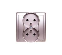 Double prise 16A avec/u IP20 Satin Simon Basic BMGZ2/29