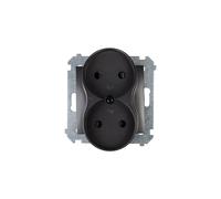 Prise double sans terre Simon54 DG2MZ.01/48 anthracite