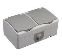 Zenitech Double prise 2P+T 13DZ23 horizontale Mini IP54 Gris clair