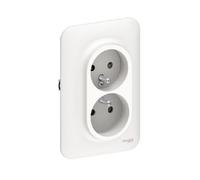 Schneider Electric - Ovalis - double prise de courant - 2P+T - rénovation pour boîte simple Blanc - S261089
