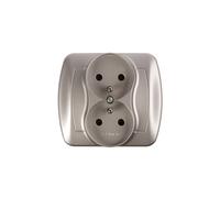 Double prise aluminium 16A IP20 Simon Akord AGZ2/26