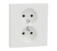 Double prise de courant 2P+T avec plaque Odace II - Blanc Craie SCHNEIDER