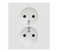 Double prise de courant 2P+T avec plaque Odace II - Blanc Craie SCHNEIDER
