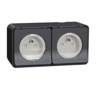 Double prise de courant 2P+T MUREVA STYL précâblée horizontale saillie IP55 SCHNEIDER ELECTRIC MUR36028