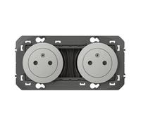 Legrand Double prise de courant Dooxie 600432 2P+T Surface 16A précâblées finition alu